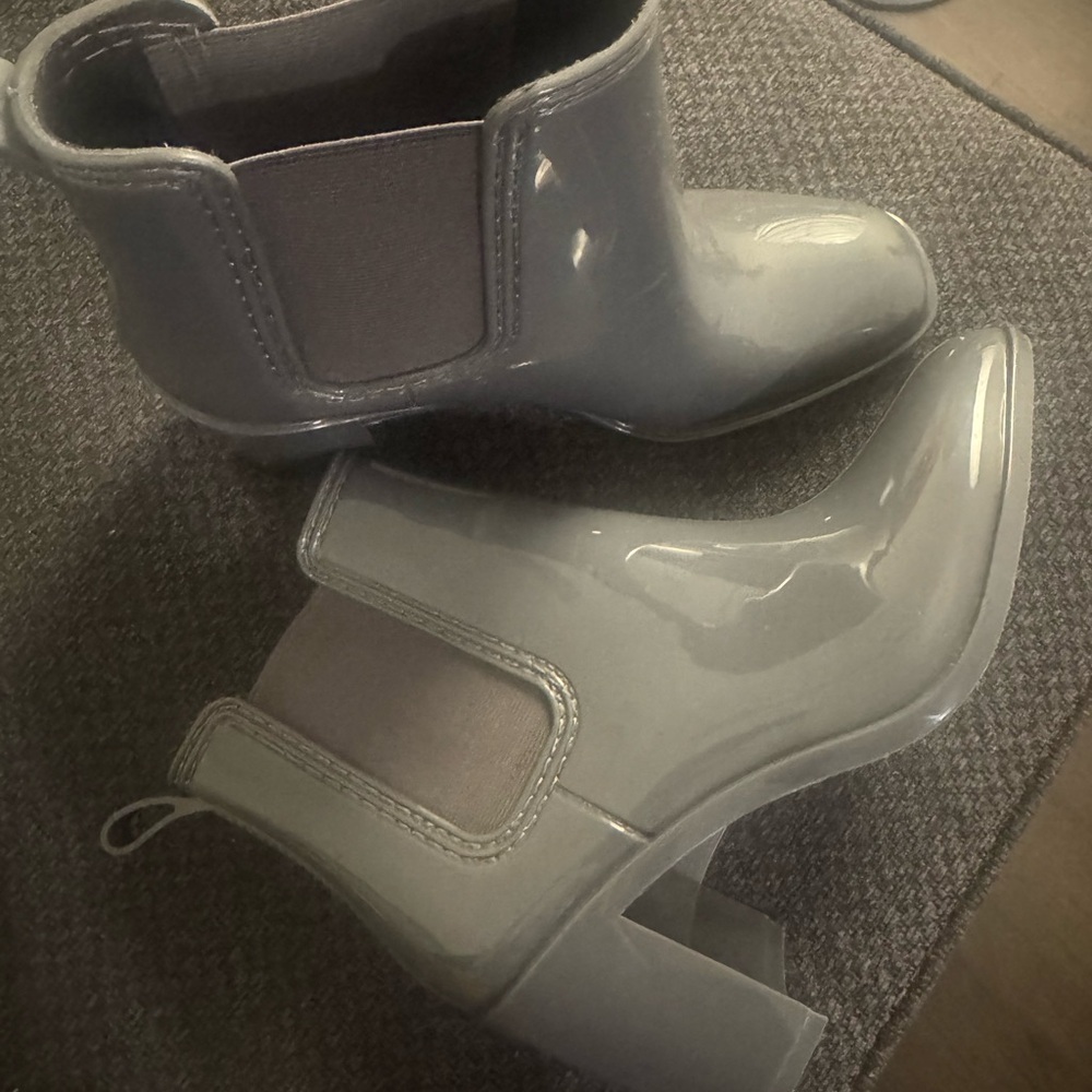 Jeffrey Campbell Grey Ankle Heeled Rain Boots